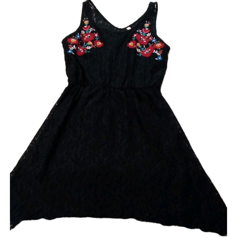 Women's/Juniors Xhileration ‎ Black Embroidered Dress Long Lace Size Medium